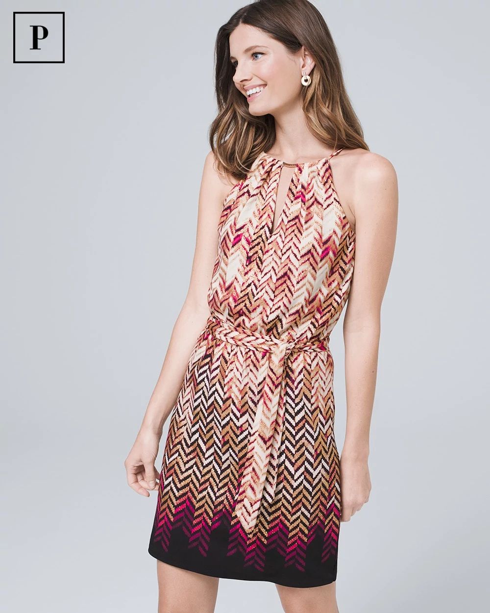 Petite Metallic Chevron Blouson Dress